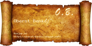 Oberst Benkő névjegykártya